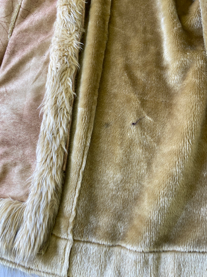 Vintage 90's Women Faux Sheepskin Coat in Beige