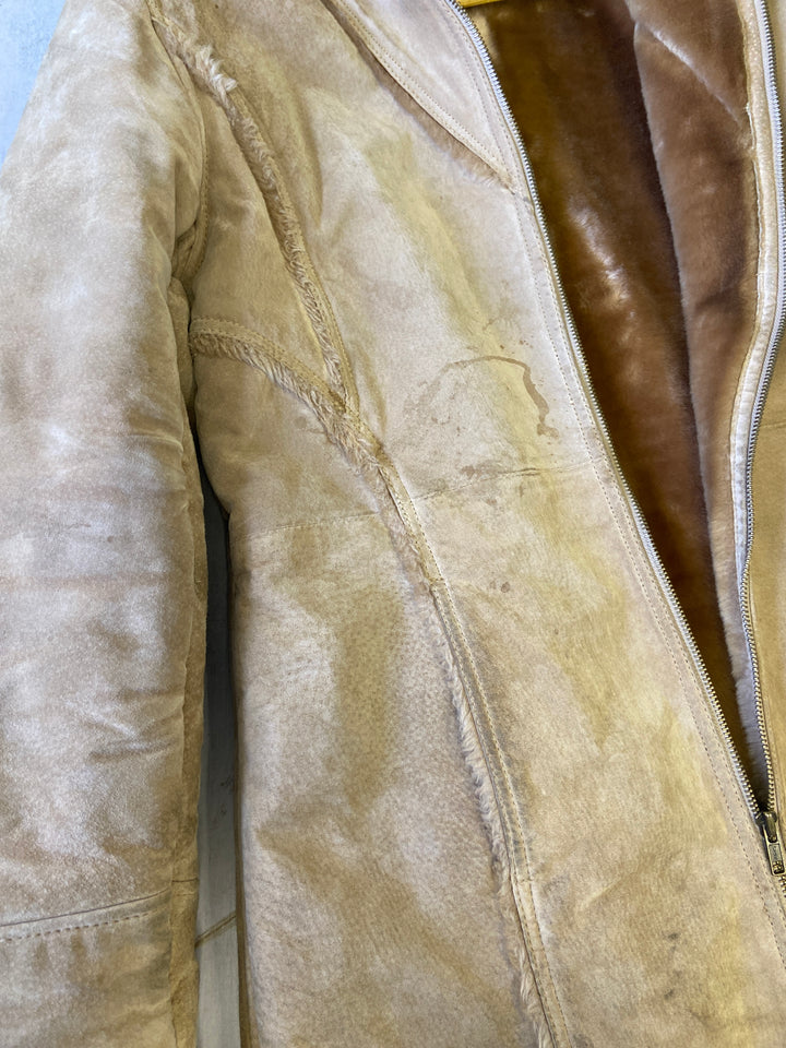 Vintage 00's Women Suede Sherpa Coat in BeigeA0147