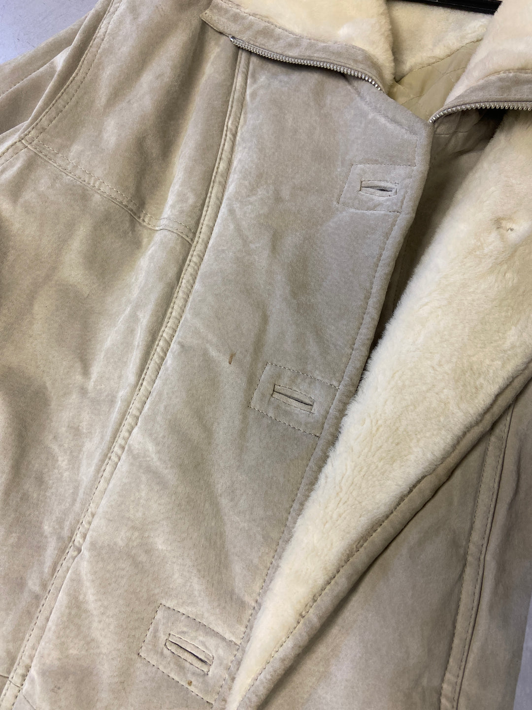 Vintage 90's Women Suede Sherpa Coat in GrayA0271