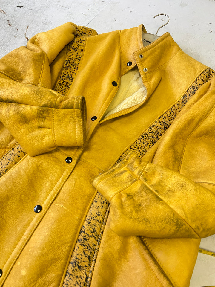 Vintage 70's Women Sheepskin Coat in YellowA0298