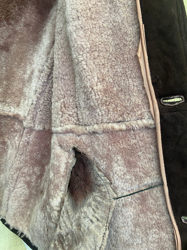 Vintage 70's Men Sheepskin Shearling Jacket in Brown