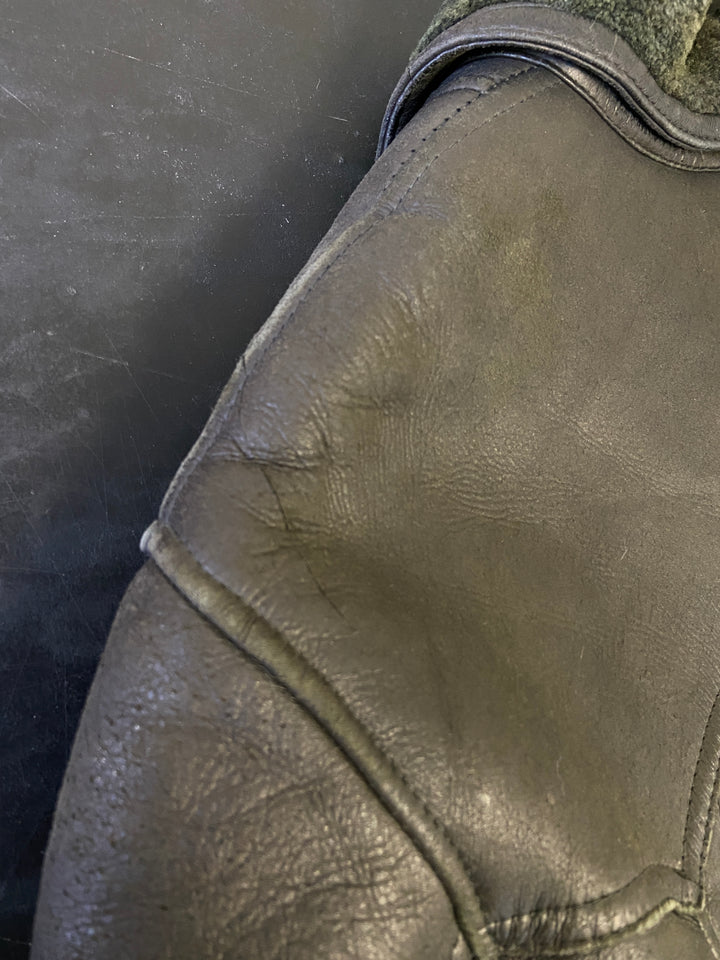 Vintage 70's Men Sheepskin Shearling Coat in Green