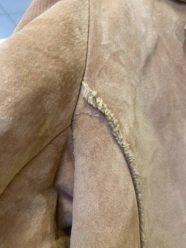 Vintage 90's Men Suede Sherpa Coat in Sand Brown