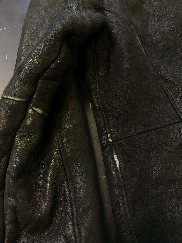 Vintage 90's Men Sheepskin Jacket in Black