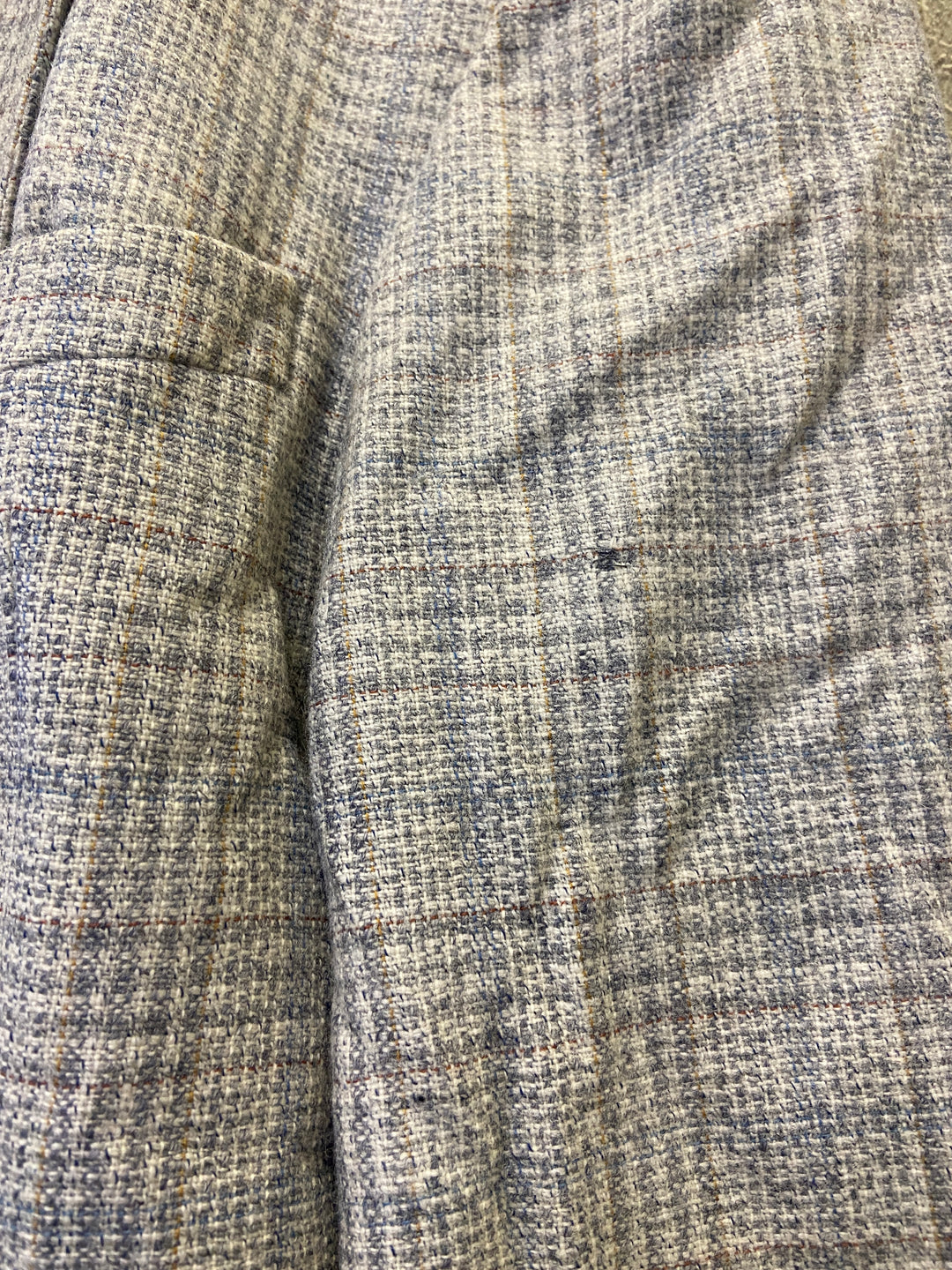 Vintage 90's Men Wool Blazer Jacket in Beige Blue