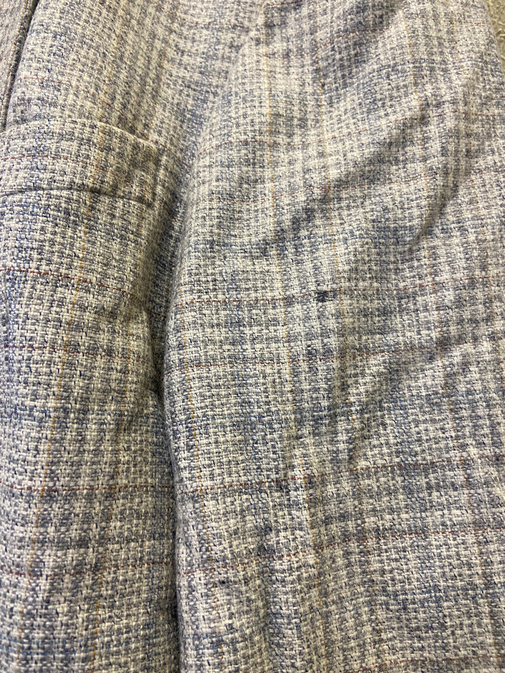 Vintage 90's Men Wool Blazer Jacket in Beige Blue