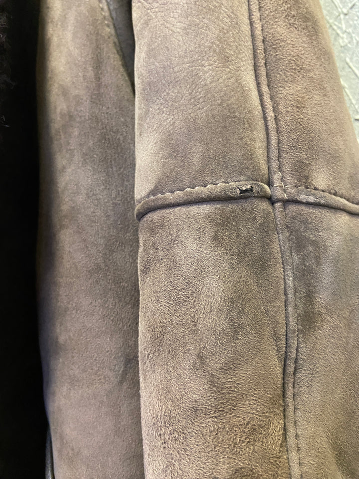 Vintage 80's Women Sheepskin Shearling Coat in BrownA0933