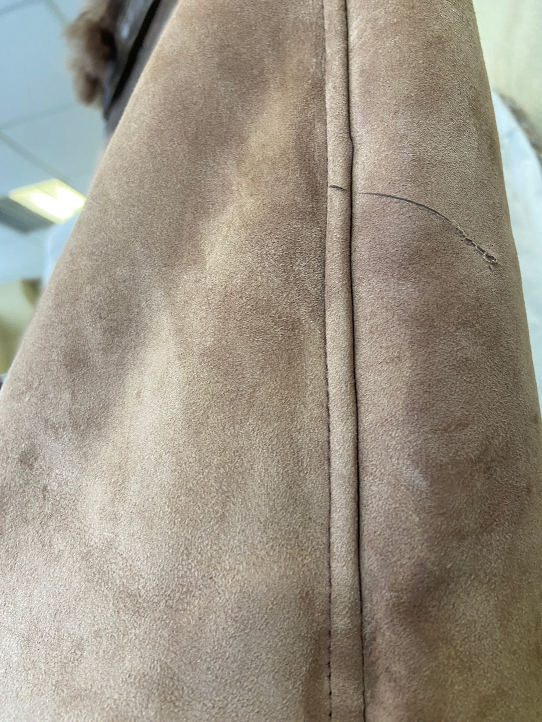 Vintage 80's Men Sheepskin Shearling Coat in Brown