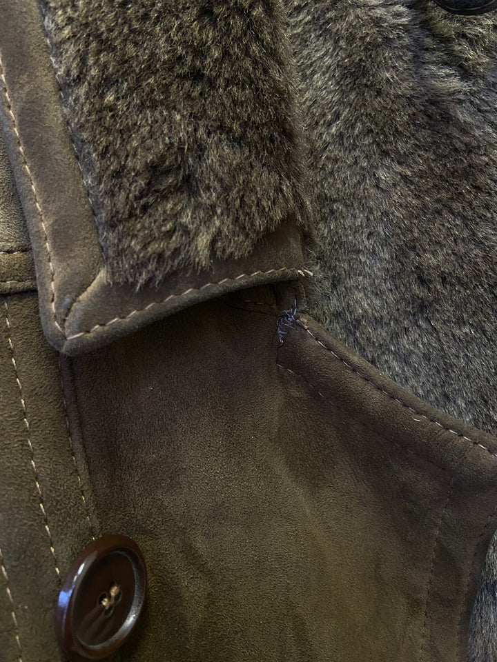 Vintage 80's Men Sheepskin Shearling Jacket in BrownZ2087