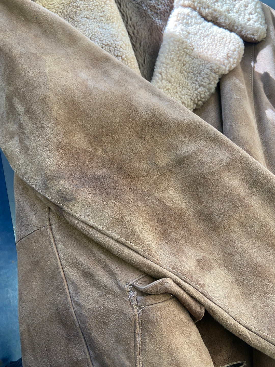 Vintage 70's Men Suede Sherpa Coat in BrownZ2016