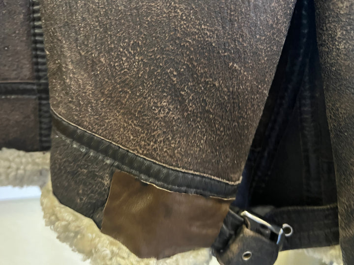 Vintage 80's Men B-3 Sheepskin Aviator Jacket in Brown Contract 920315