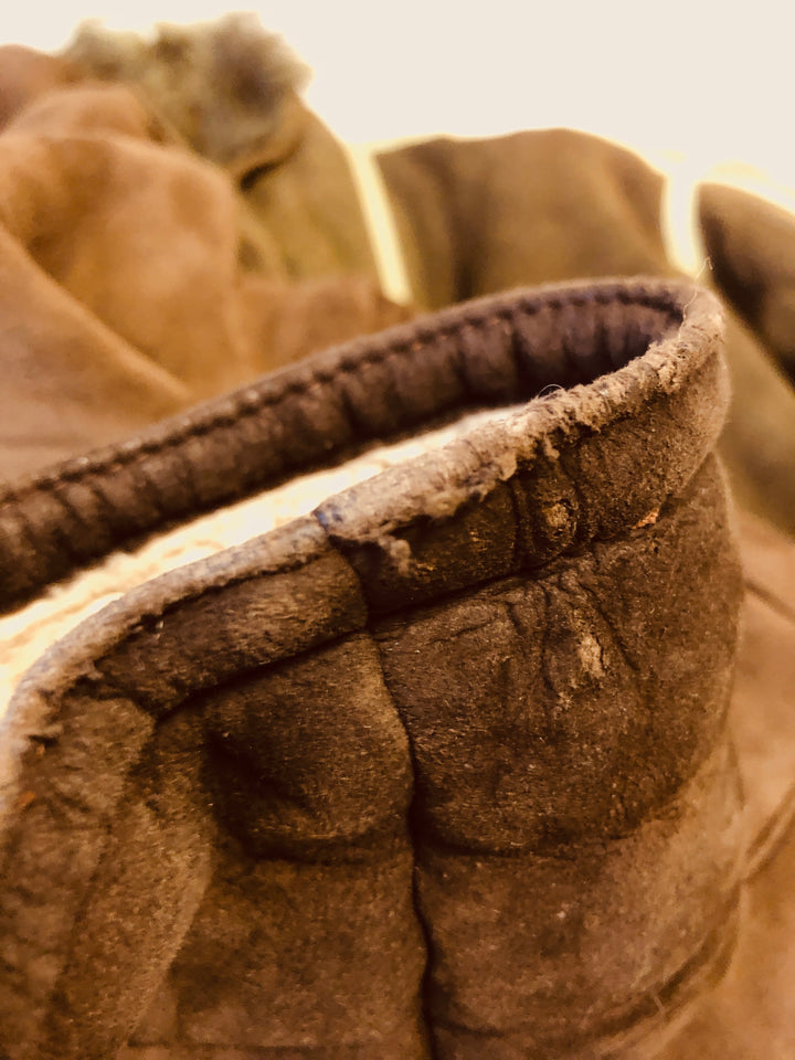 Vintage 70's Women Sheepskin Suede Coat in Brown
