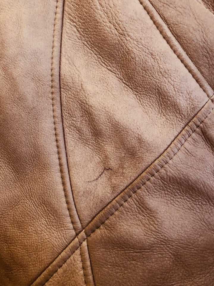 Vintage 80's Women Sheepskin Leather Coat in Brown