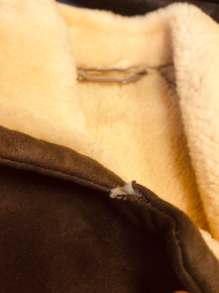 Vintage 70's Women Western Sheepskin Suede Coat in Brown