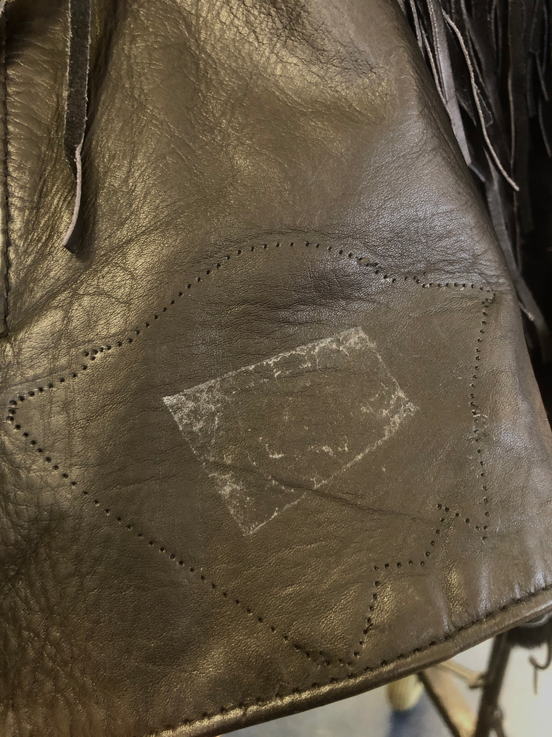 Vintage 00's Women Fringe Leather Moto Jacket in Black