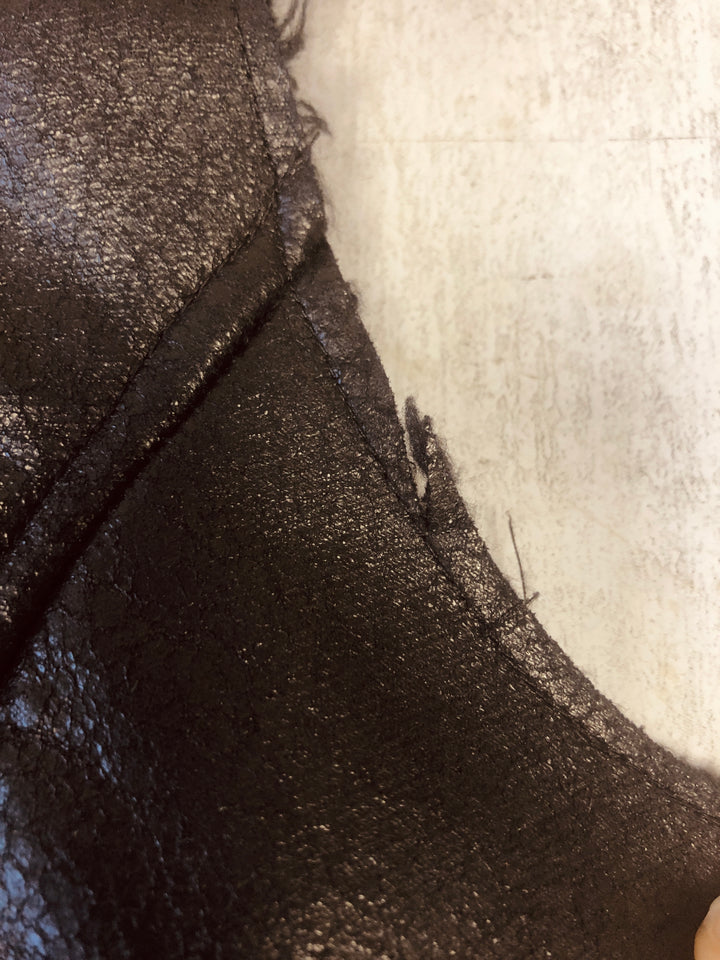 Vintage 00's Women Faux Leather Sherpa Vest in Black