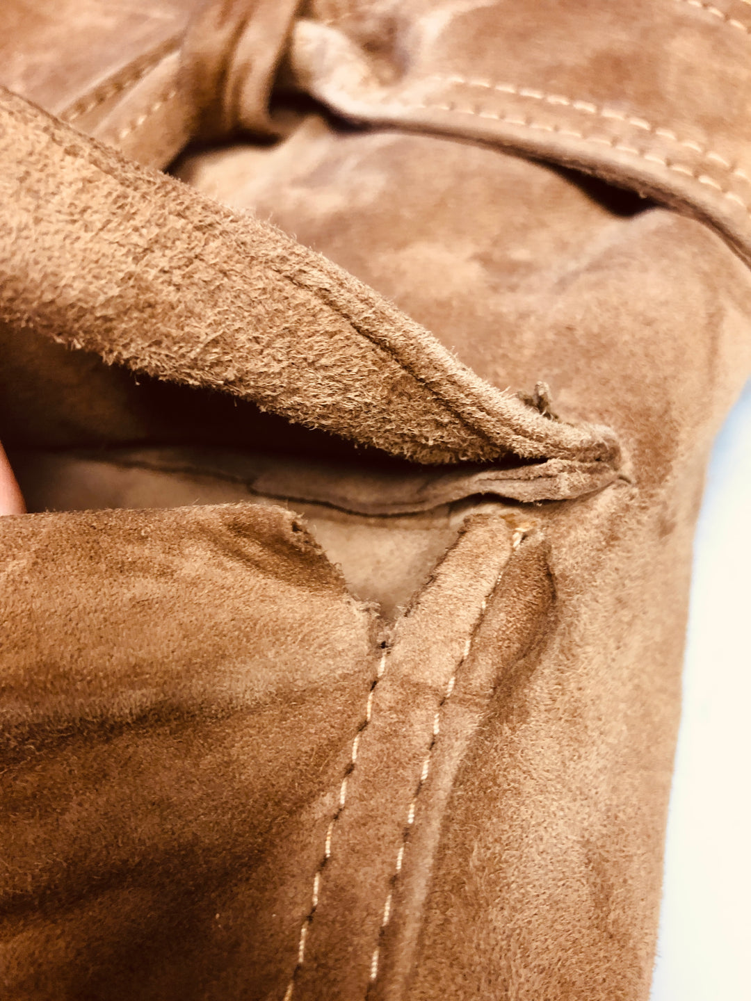 Vintage 70's Men Belted Suede Sherpa Coat in Brown