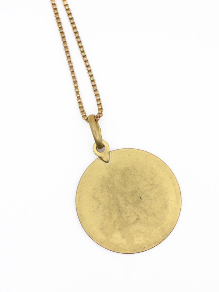 Vintage 1940s Brass Lion Medallion Necklace