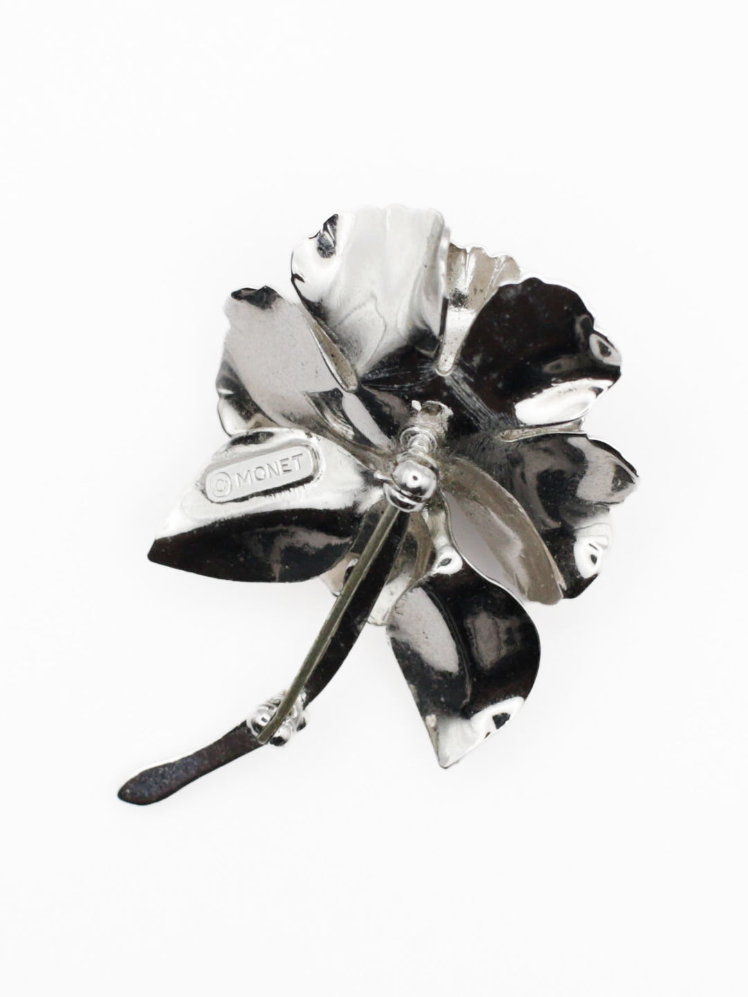 Vintage Monet Silver-Tone Rose Flower Brooch