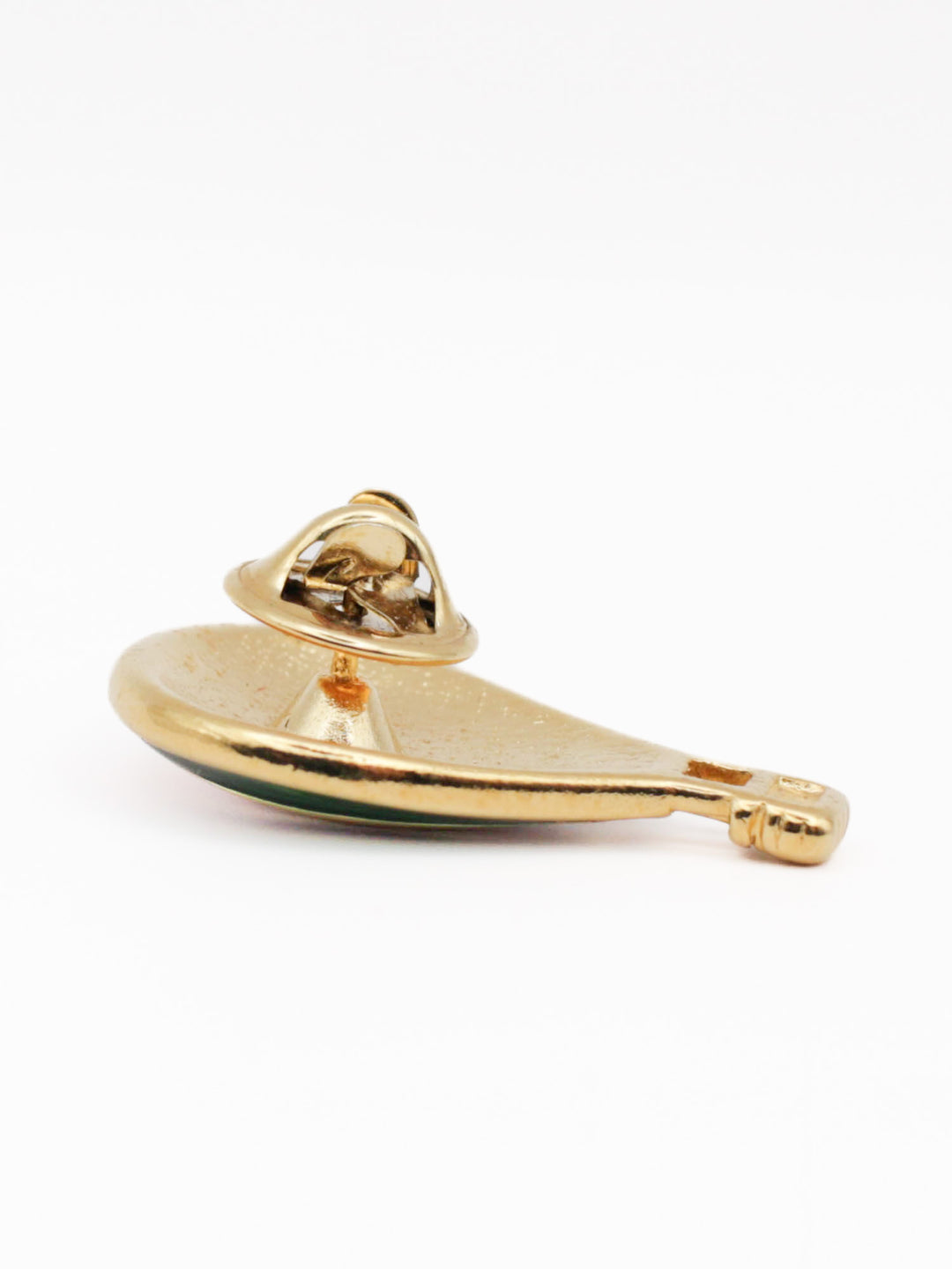 Vintage Enamel Hot Air Balloon Brooch – Red & Green Gold Tone Pin 1980s