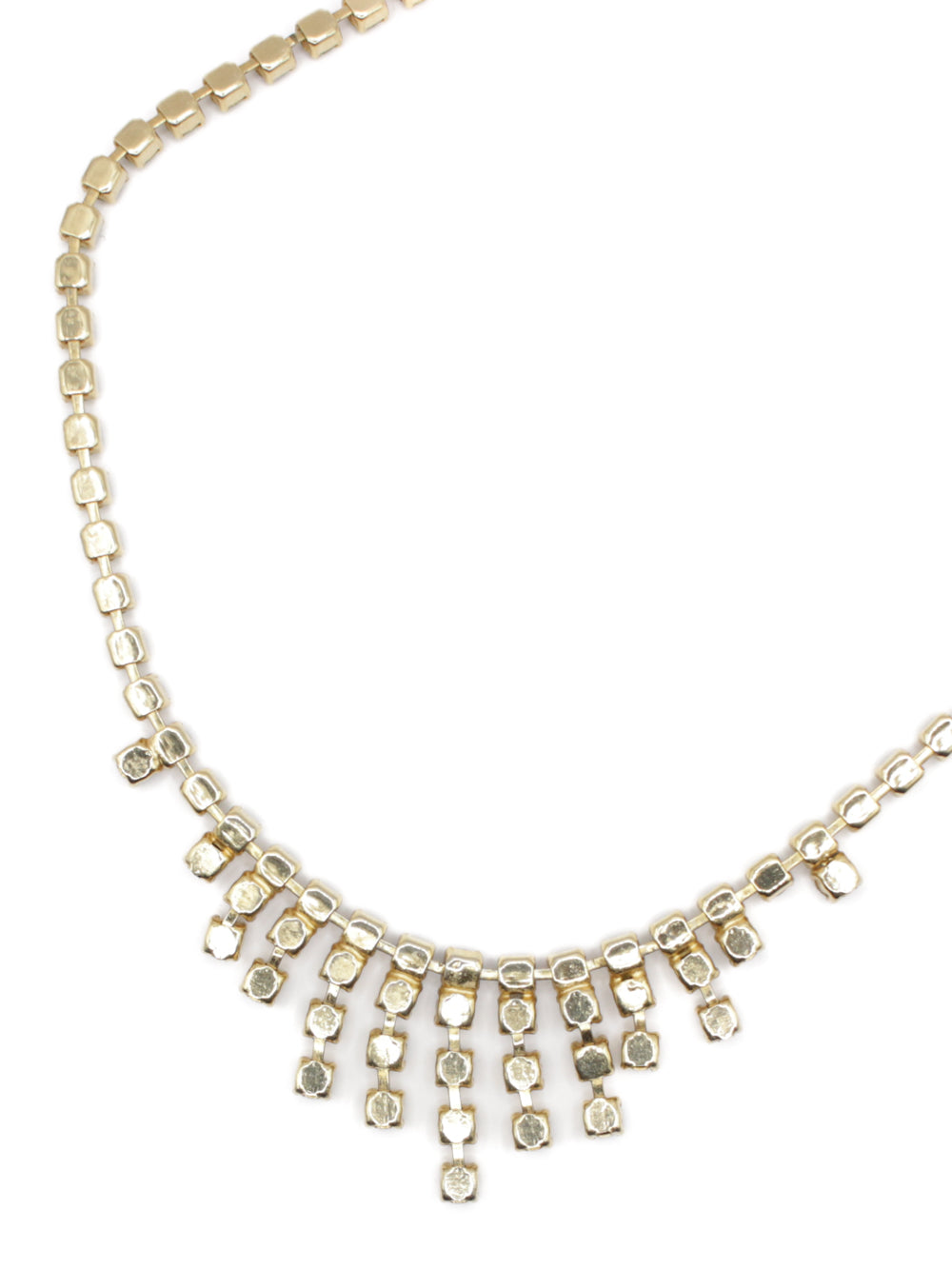 Vintage Green Rhinestone Fringe Necklace