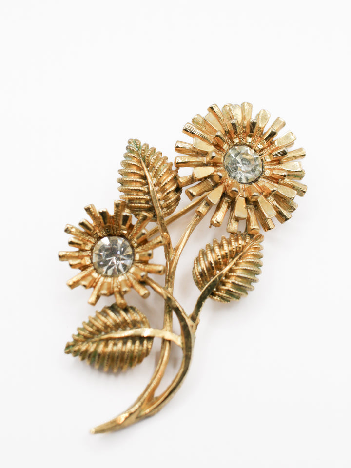60s Gold Tone Daisy Brooch