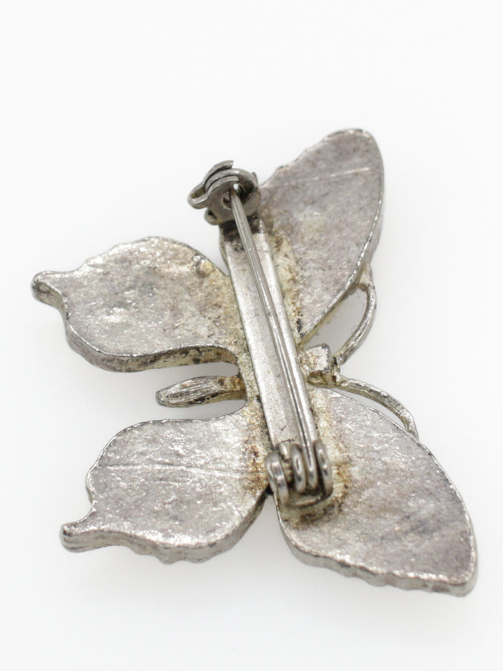 40s Vintage Butterfly Brooch Purple Glass Wings