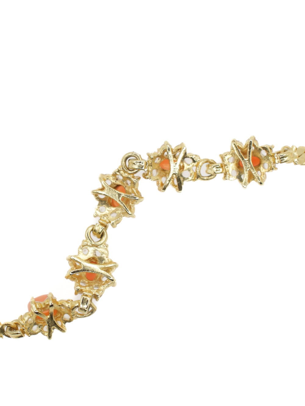 Vintage Gold Tone Bracelet with Pink Cabochons