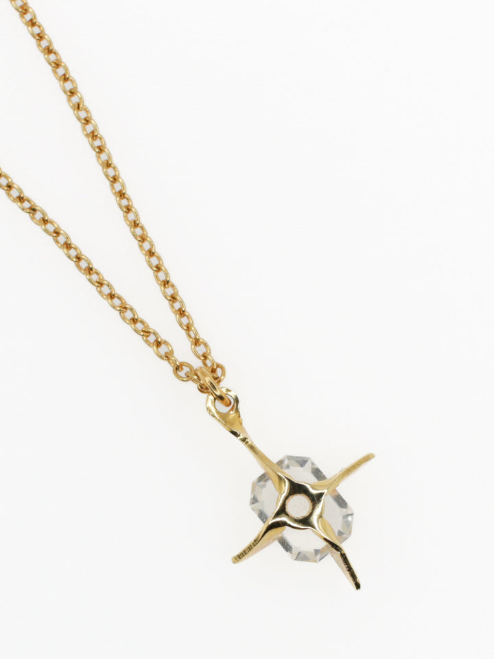 Vintage 1960s Clear Rhinestone Pendant Necklace