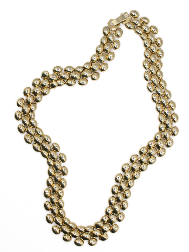 Vintage 70s Gold Tone Cabochon Necklace