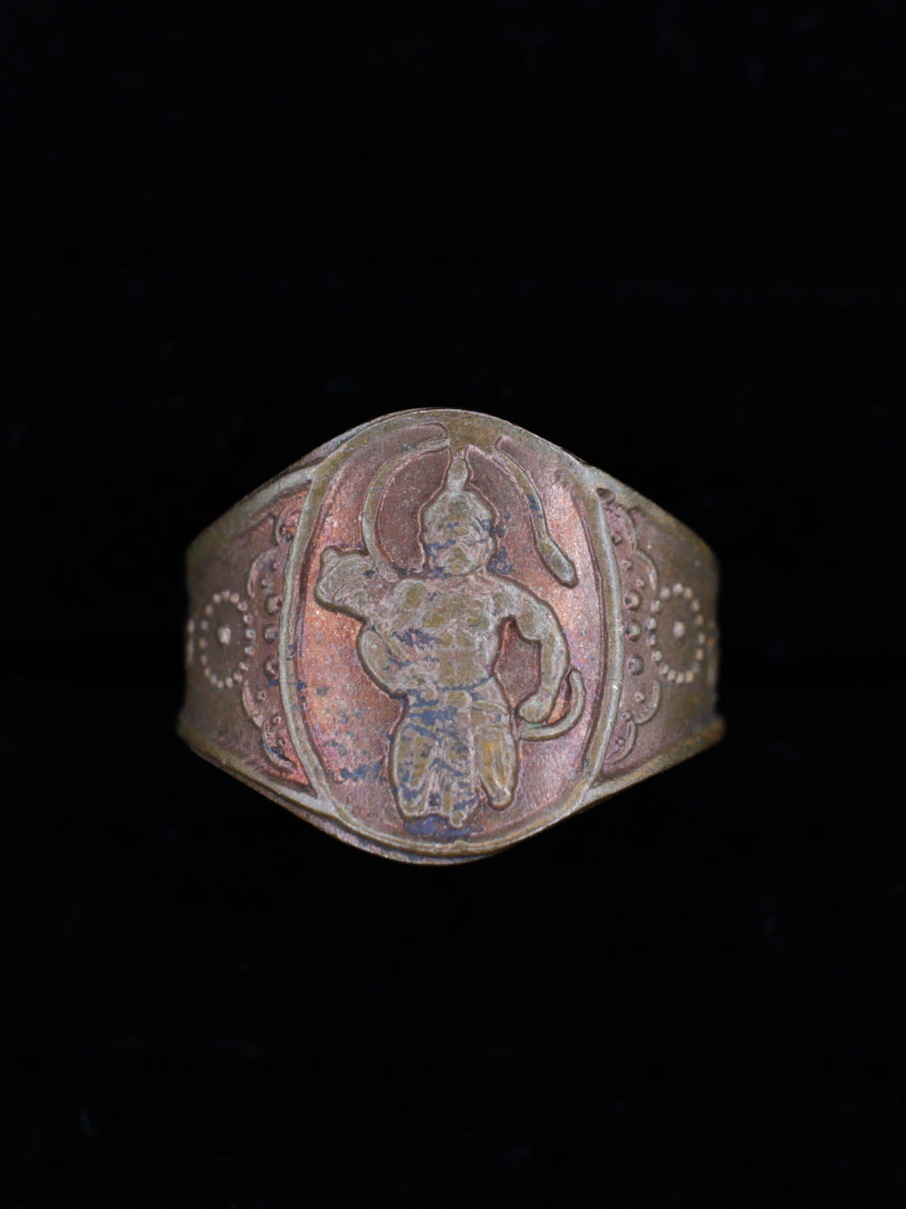 Vintage Hanuman Copper Amulet Ring