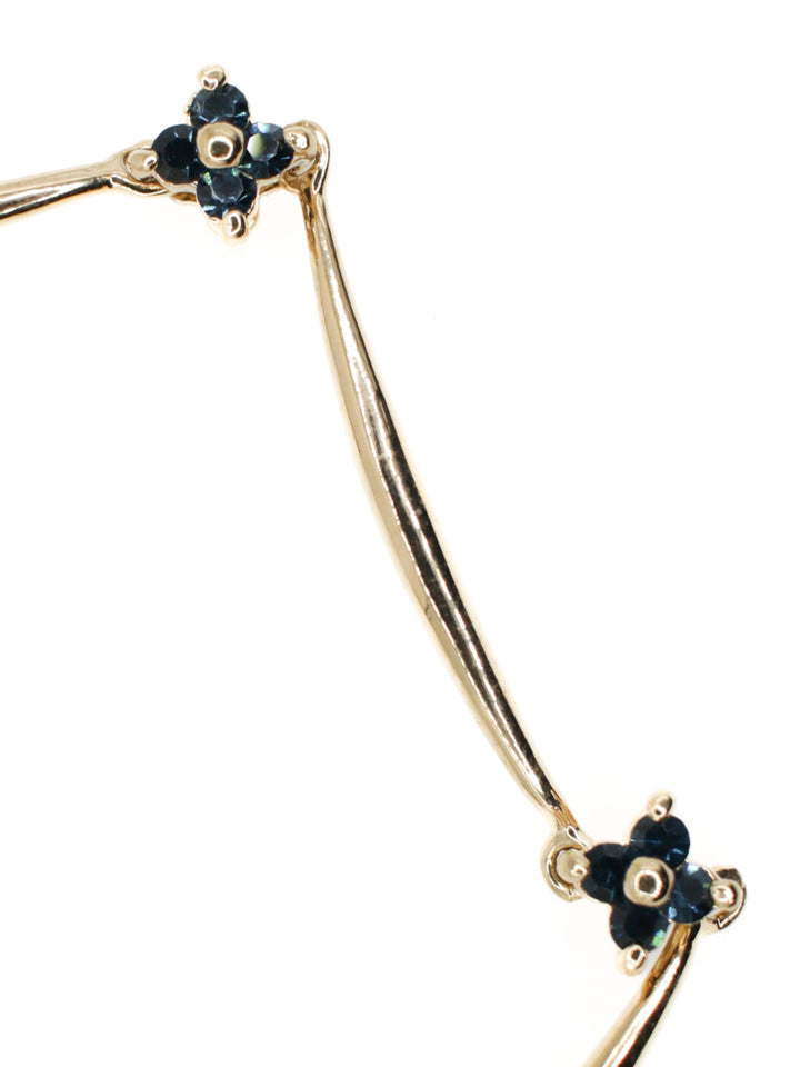 Vintage Gold Tone Floral Bracelet With Blue Rhinestones