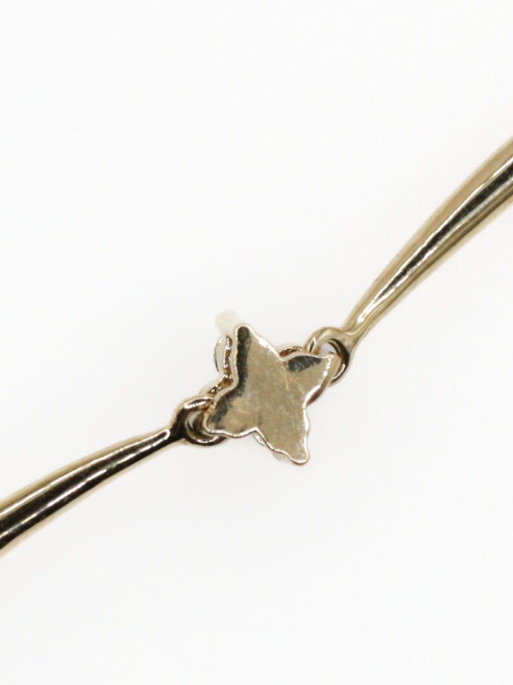 Vintage Gold Tone Floral Bracelet With Blue Rhinestones