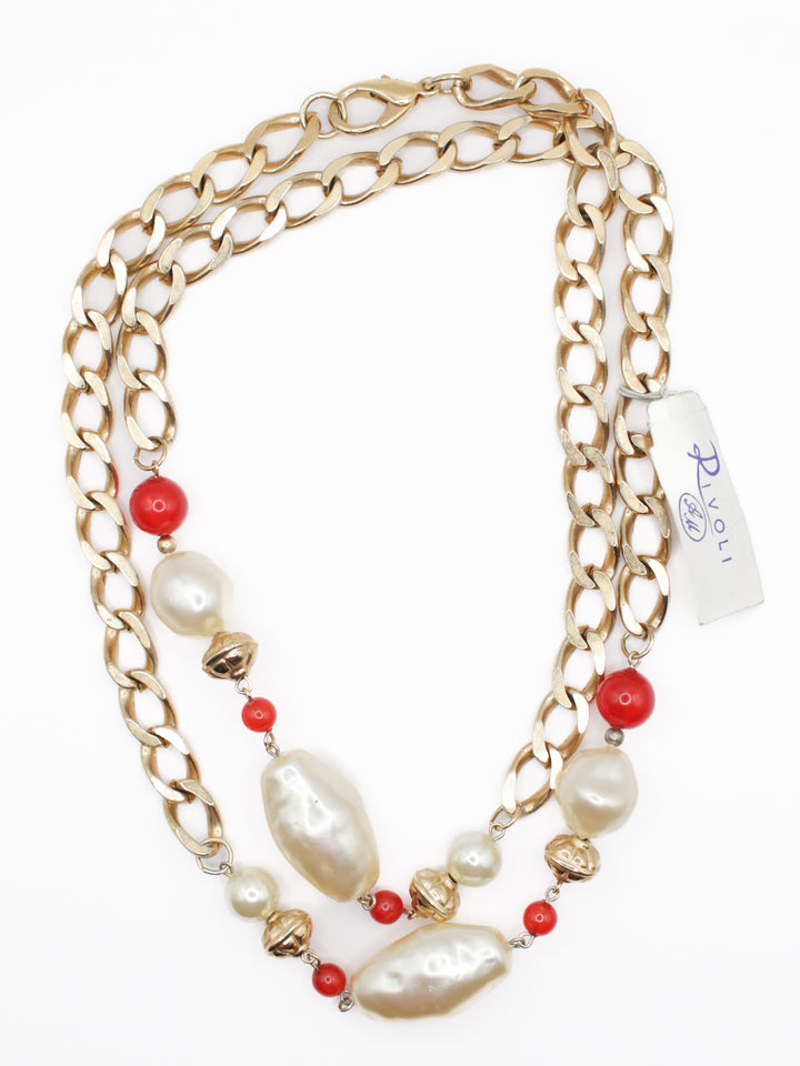 Vintage Rivoli Pearl Chain Necklace