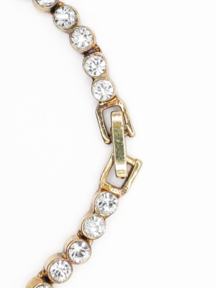 Vintage Crystal Tennis Bracelet – Gold Tone Rhinestones