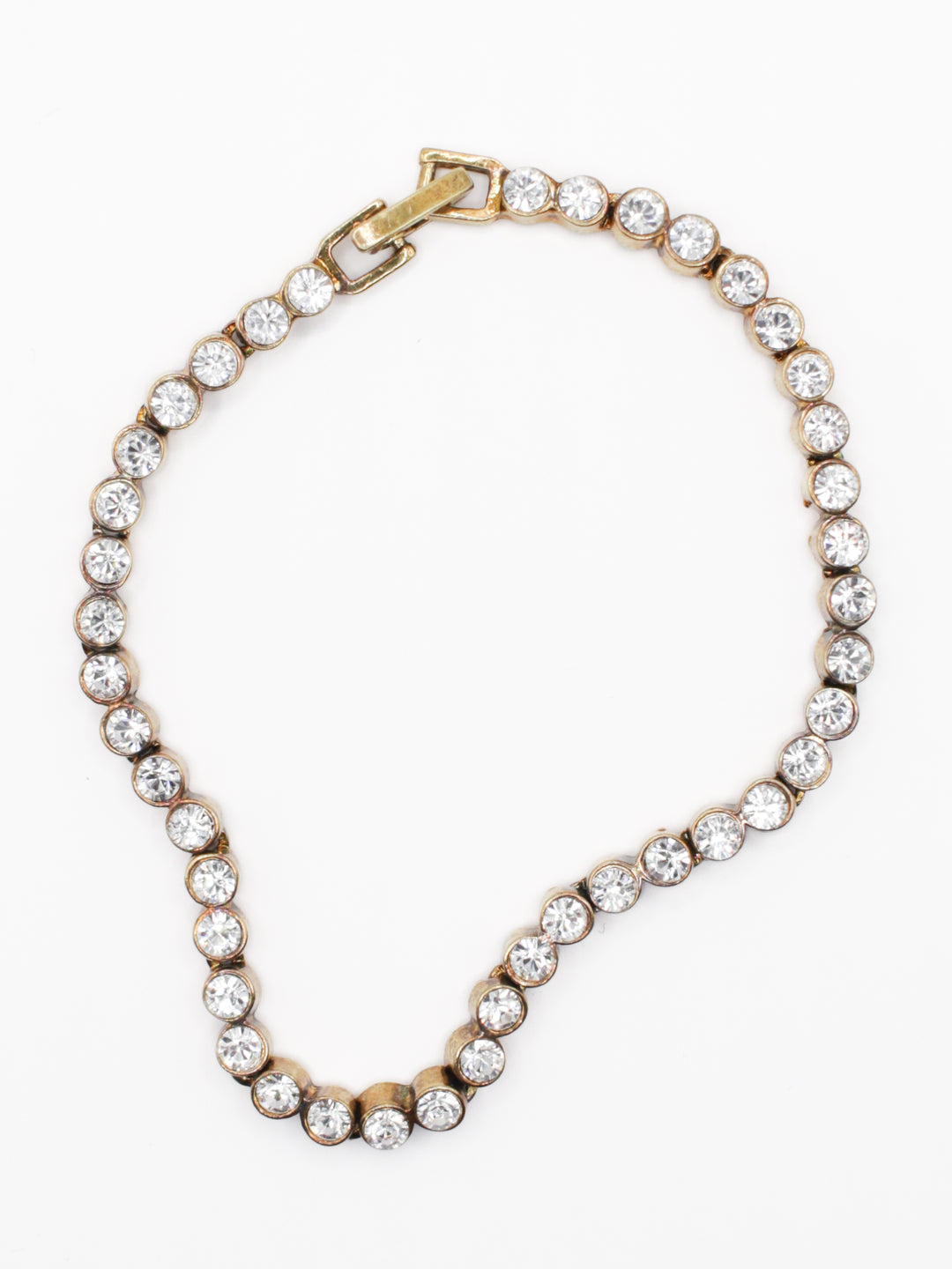 Vintage Crystal Tennis Bracelet – Gold Tone Rhinestones