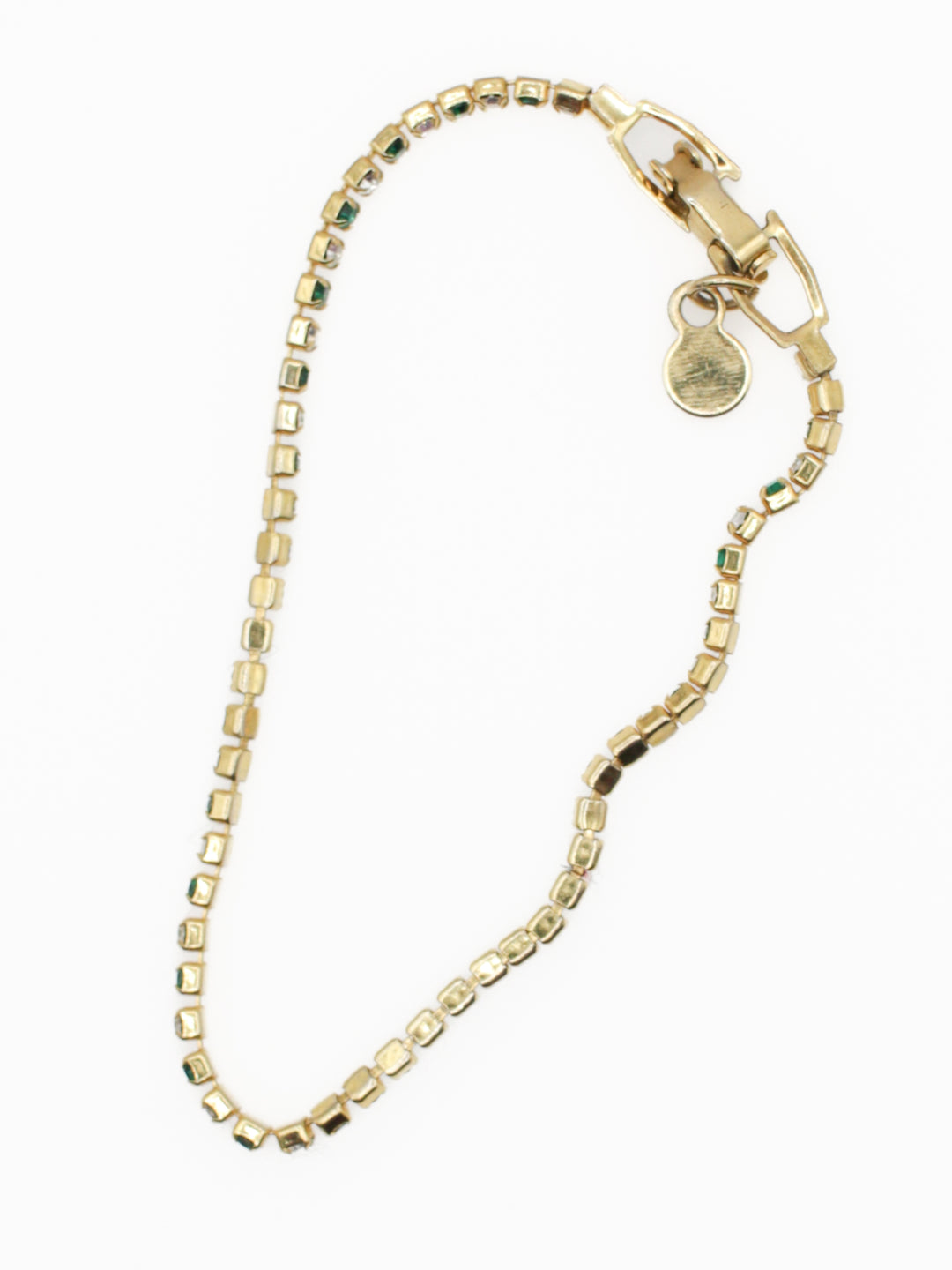 Vintage Green And Clear Rhinestone Tennis Bracelet Made In USA