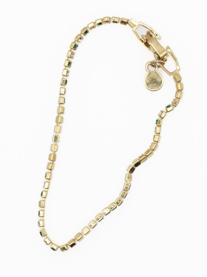 Vintage Green And Clear Rhinestone Tennis Bracelet Made In USA