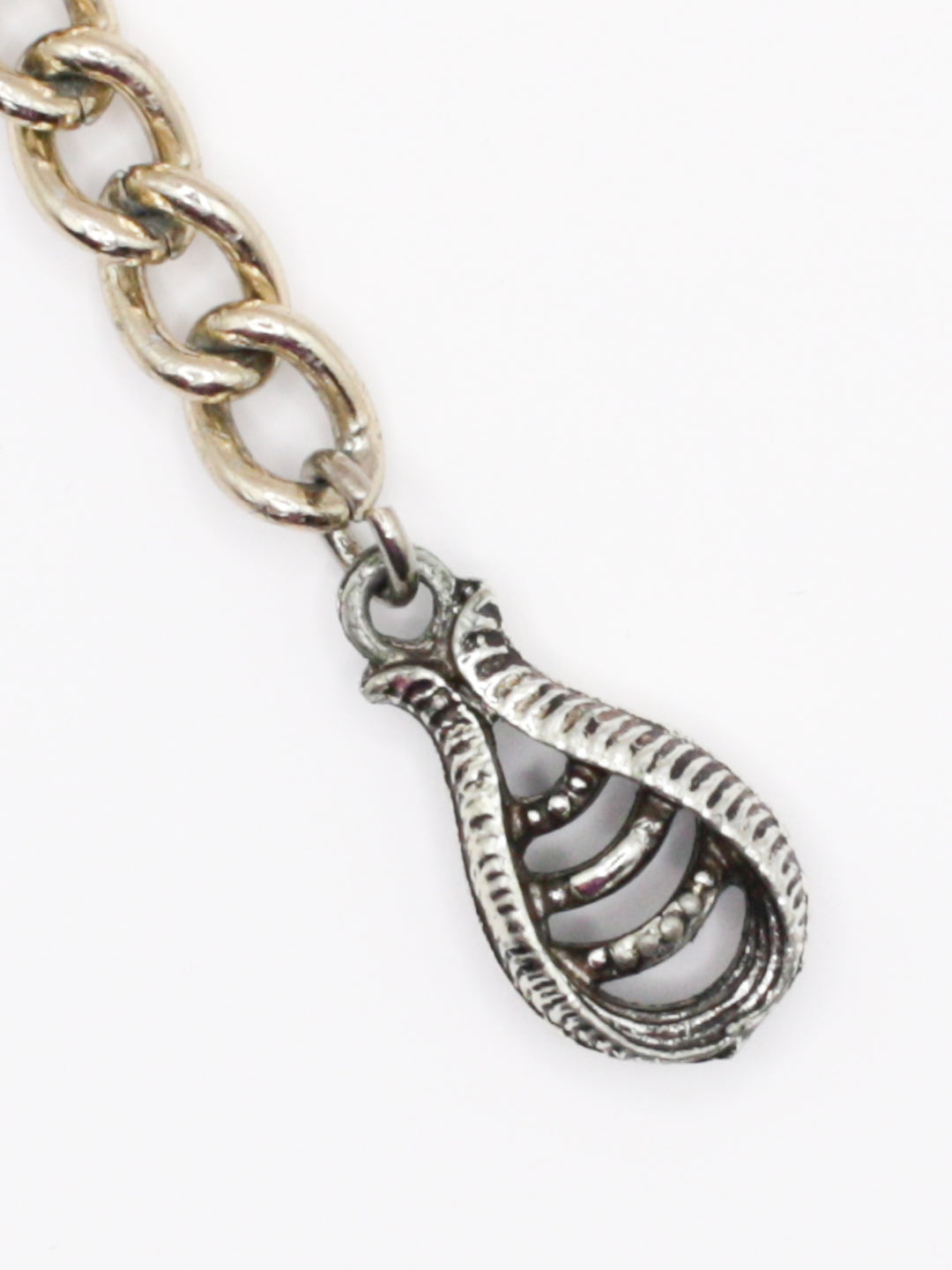 Vintage Silver Tone Rope Link Necklace With Aurora Borealis Crystals