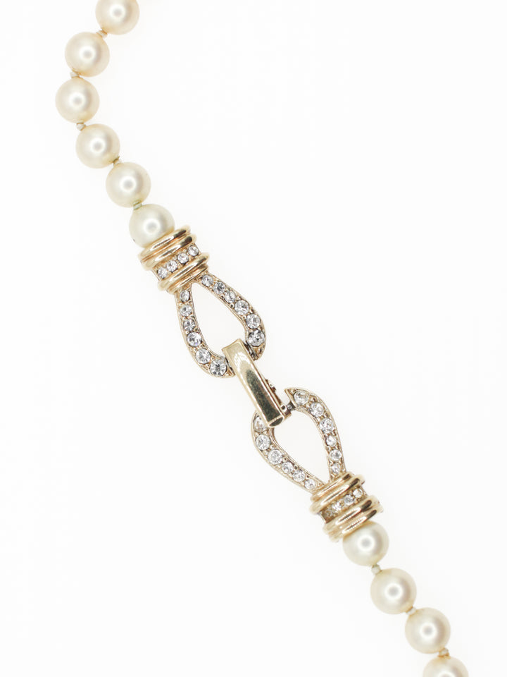 Vintage Pearl Strand Necklace With Rhinestone Clasp