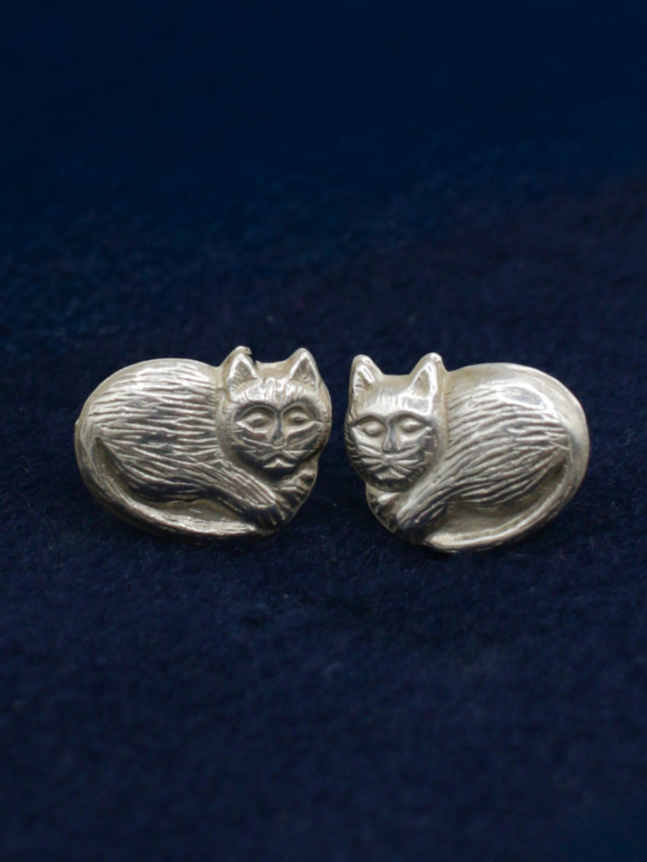 Vintage 90s Sterling Silver Cat Stud Earrings