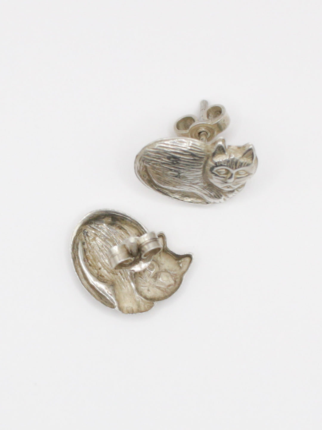 Vintage 90s Sterling Silver Cat Stud Earrings
