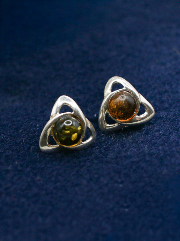Vintage 90s Sterling Silver Amber Stud Earrings