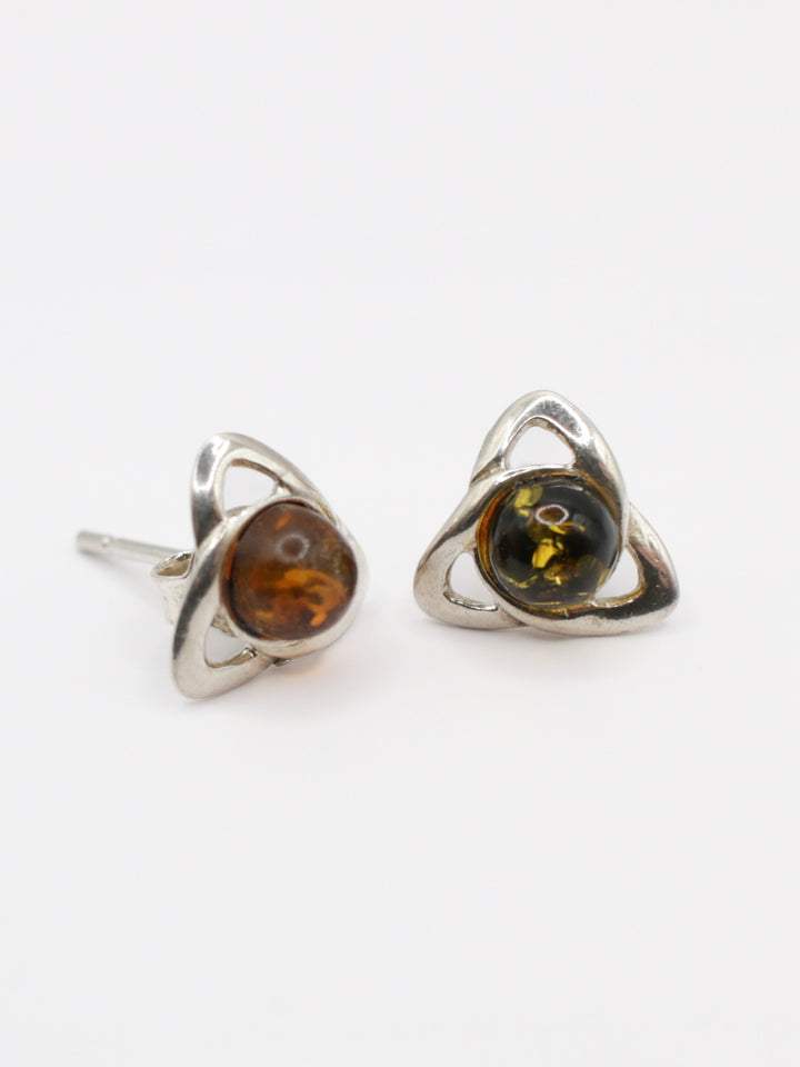 Vintage 90s Sterling Silver Amber Stud Earrings