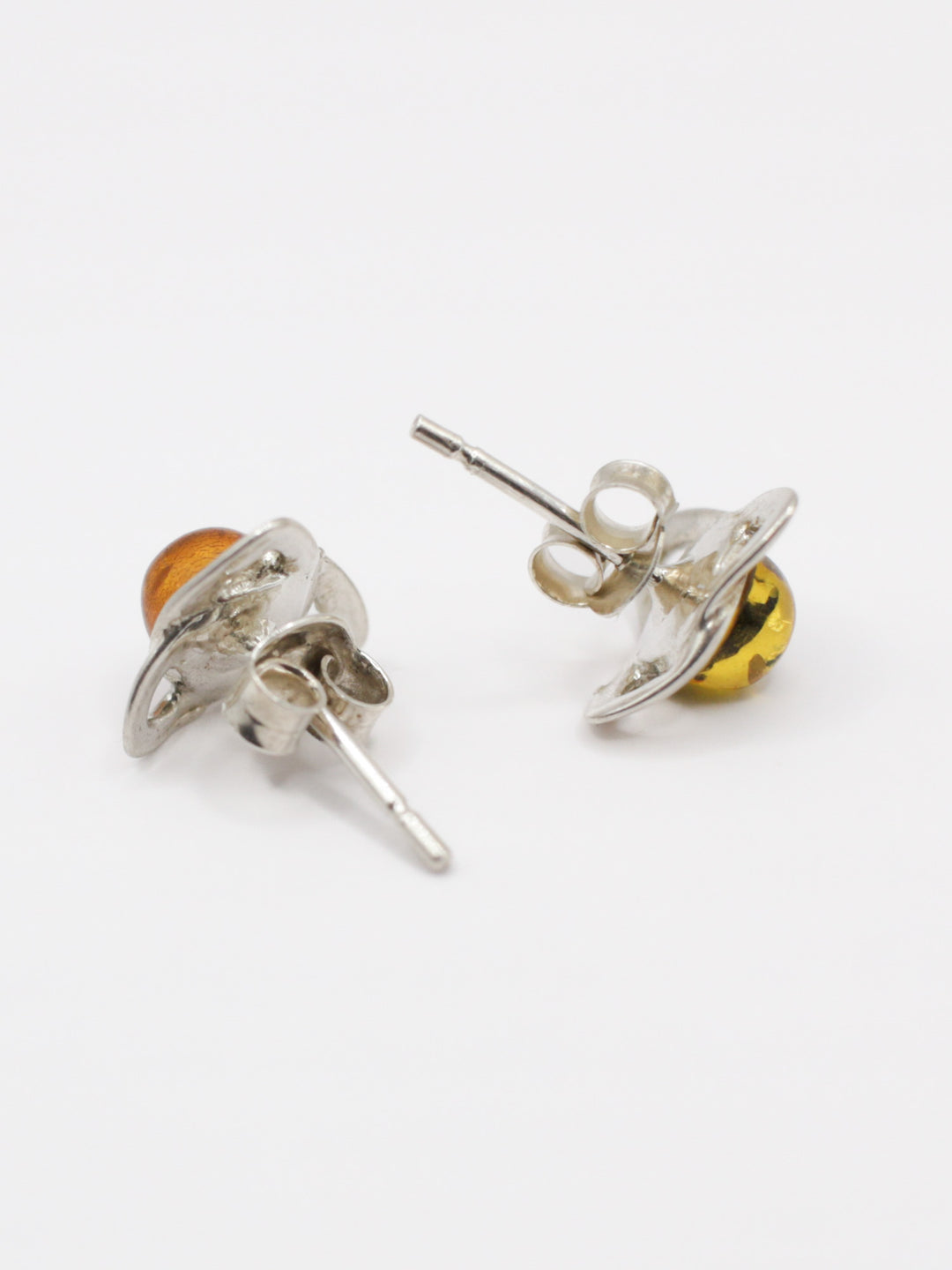 Vintage 90s Sterling Silver Amber Stud Earrings