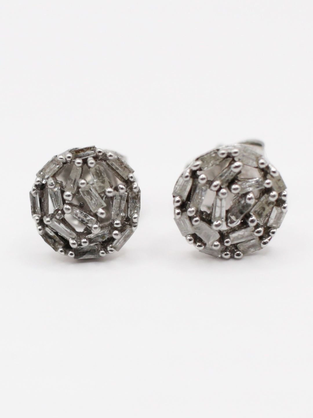 Vintage 80s Sterling Silver Rhinestone Stud Earrings