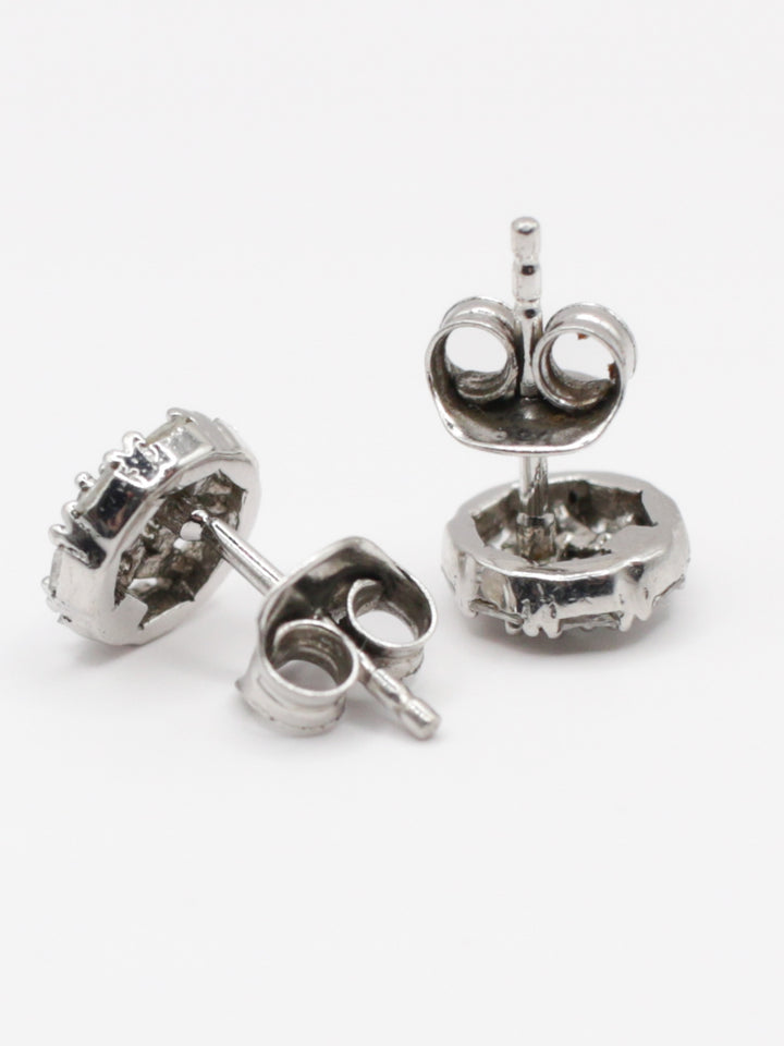 Vintage 80s Sterling Silver Rhinestone Stud Earrings