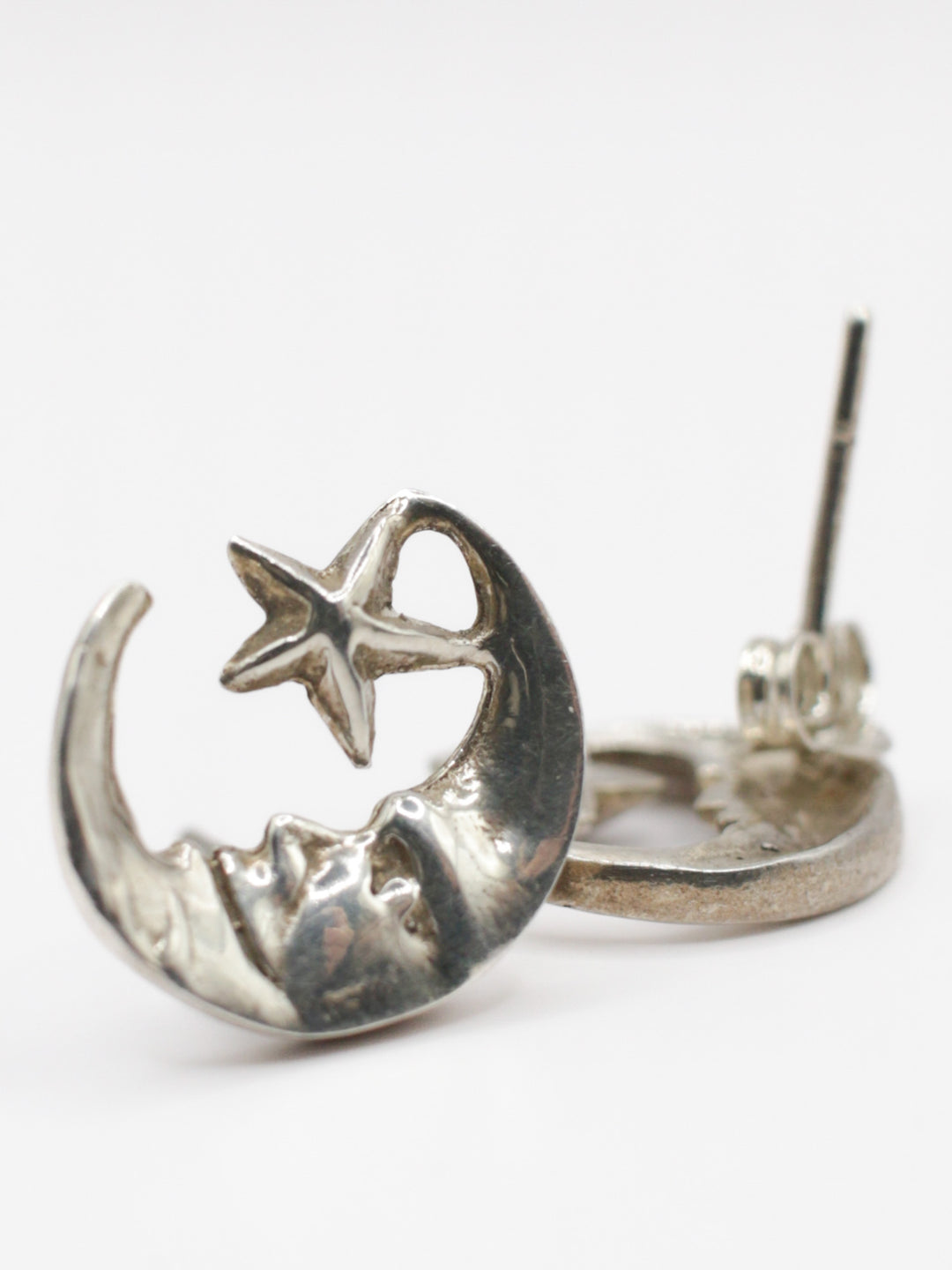 Vintage 90s Moon Star Silver Earrings