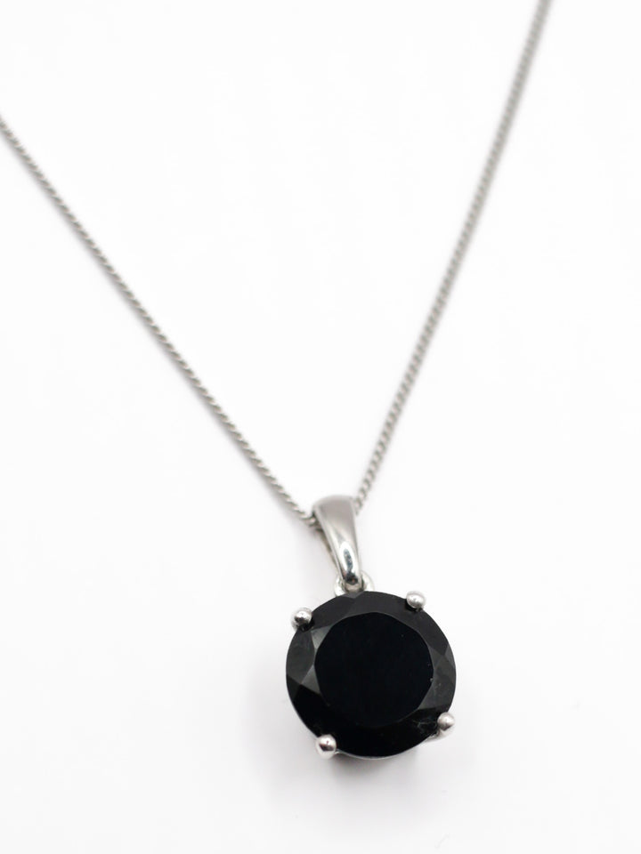 Vintage 925 Silver Black Onyx Pendant Necklace