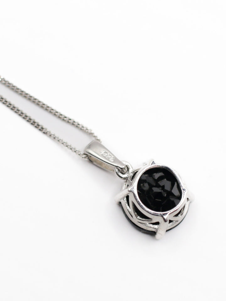 Vintage 925 Silver Black Onyx Pendant Necklace